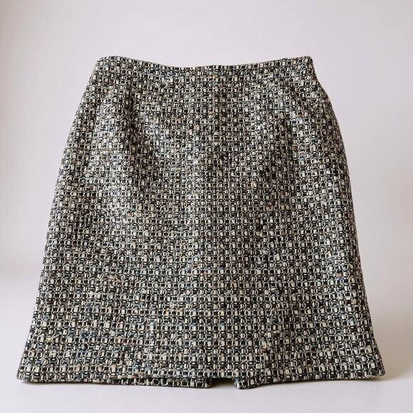 Talbots Women’s Size 14 Tweed Wool Blend Pencil Skirt Blue Black Lined Career - Picture 1 of 14